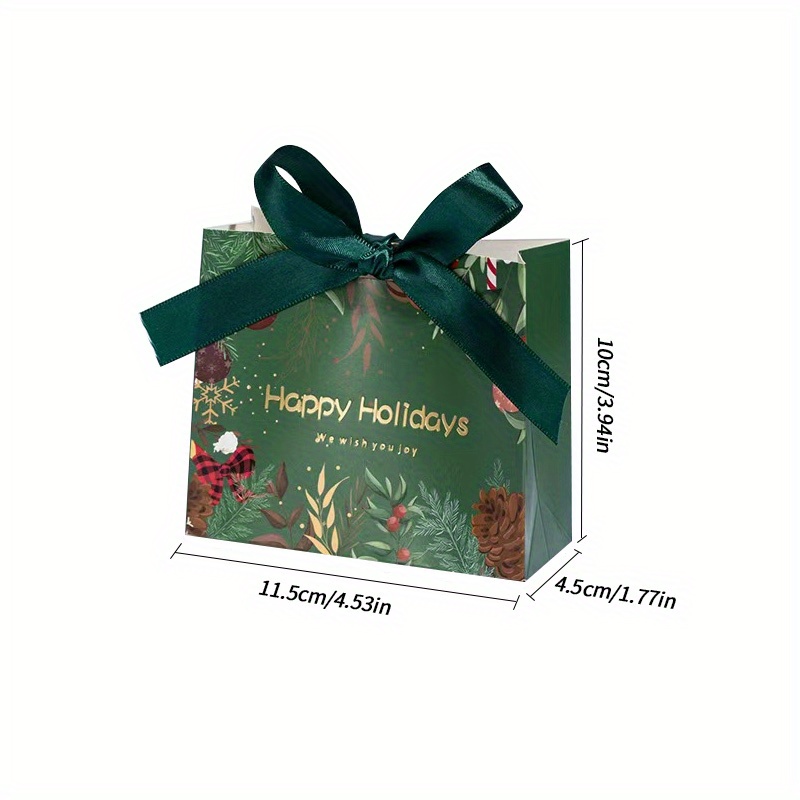 36pcs Creative New Christmas Theme Party Gift Box Packaging, 4.53x1.77 x3.94in Small Bowknot Favor Bags, Holiday Souvenir and Decoration Set