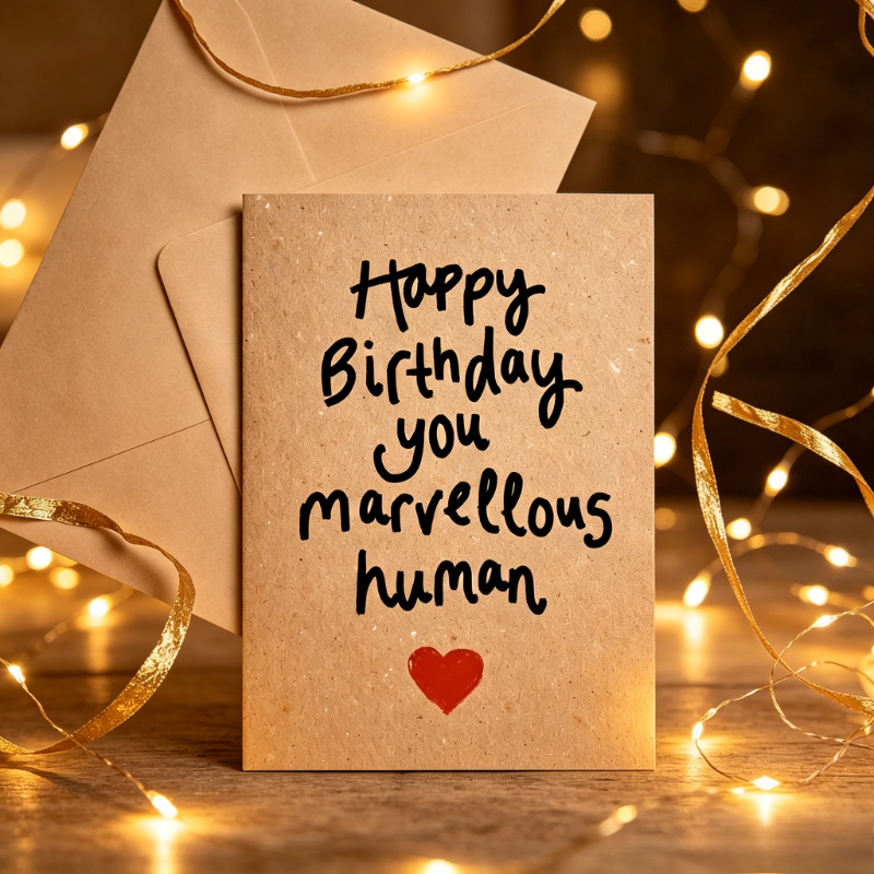 TEMU Funny Birthday Card For Friend, Happy Birthday You Human Paper Greeting Card, Minimalist Birthday Card With Envelope, Unique Bday Card Gift For