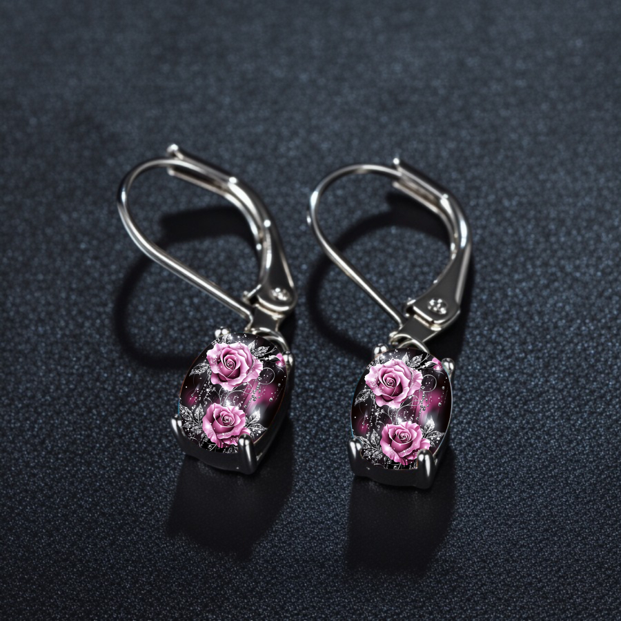 TEMU 2pcs Rose Earrings Floral Earrings Romantic Earrings Love Earrings Pendant Earrings Plant Earrings Jewelry Accessories Unique Jewelry Christmas