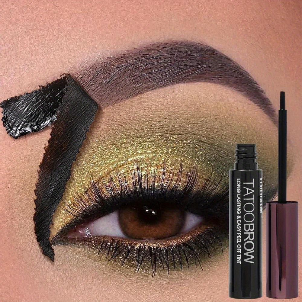 TEMU 3pcs Long-lasting Waterproof Semi-permanent Eyebrow Gel - Sweatproof, Tear-resistant,, Film- - Suitable For Types - Includes Applicator Brush For Precise Application