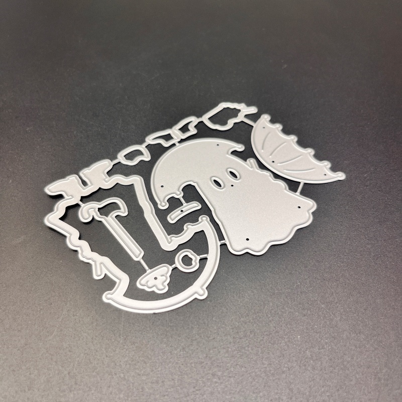 TEMU 1pc Halloween Creative Cute Holding An Umbrella Holding Coffee Metal Cutting Die, Suitable For Scrapbooking Crafts, Embossing Templates, And