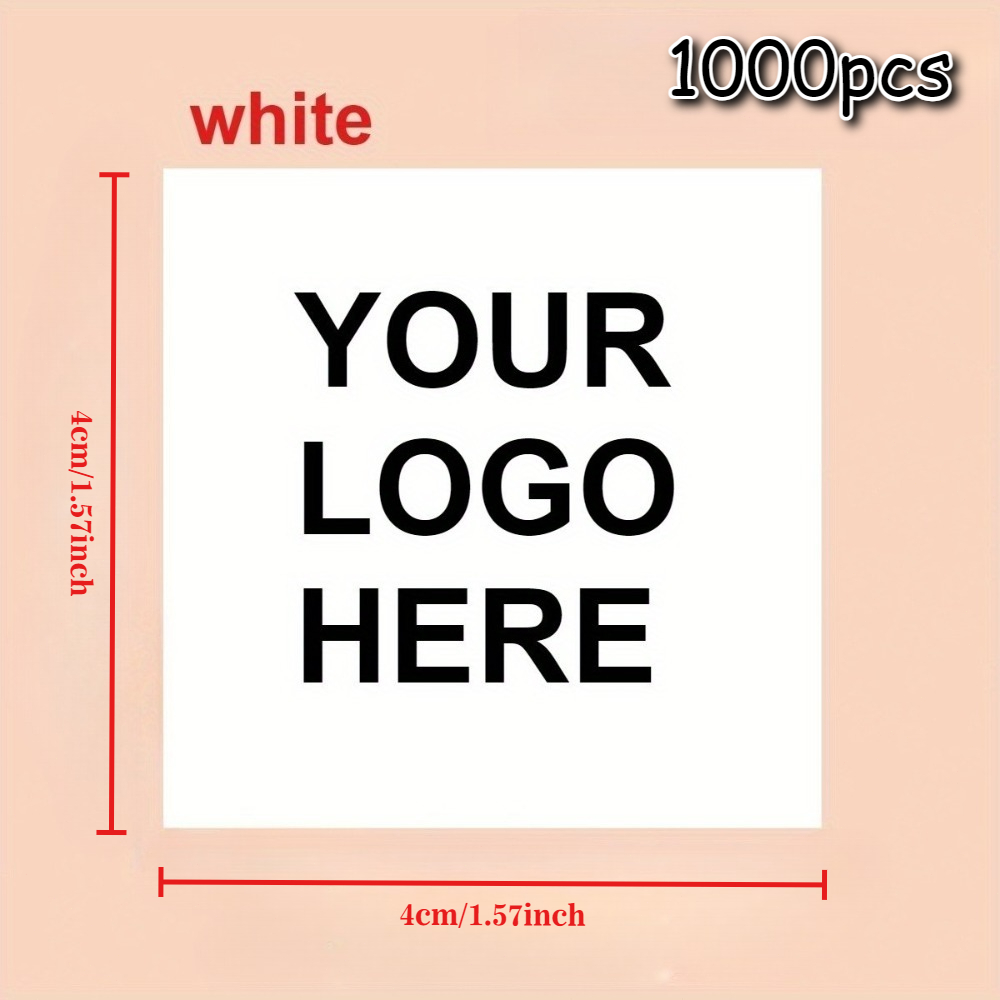 TEMU 200/1000pcs Custom White Paper Self-adhesive Square Stickers - Sizes 1.18/1.57/1.97/2.36/2.76/3.15inch Selectable, Personalized Labels,