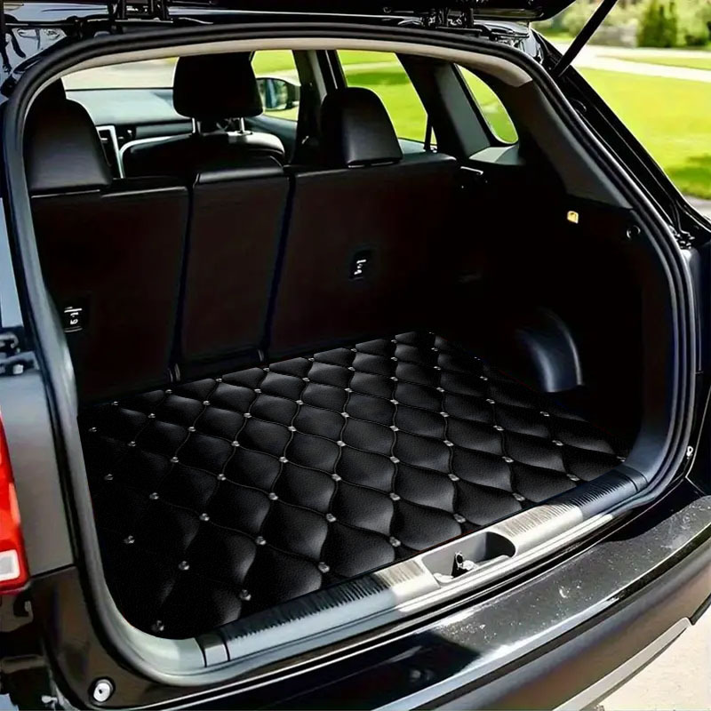 TEMU 1pc Black Diamond Print Trunk Mat- Durable Polyester Floor Liner, Safe And Practical For , Lifting And Secure Cargo Storage, Car Trunk Mat, Vehicle Interior Additions Christmas Gift