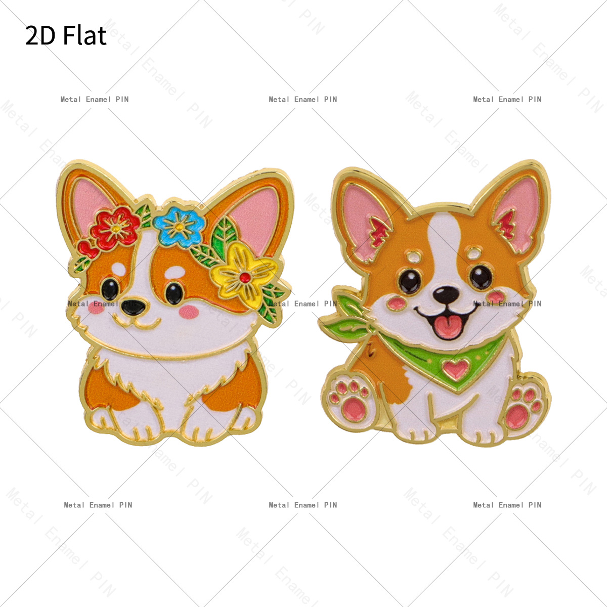 TEMU 2d Flat, 2pcs/set Corgi Lapel Pins - Cute Corgi Badge Suitable For Backpacks, Bags, S | Corgi-themed Enamel Pins For Gifts For , , 2d Flat