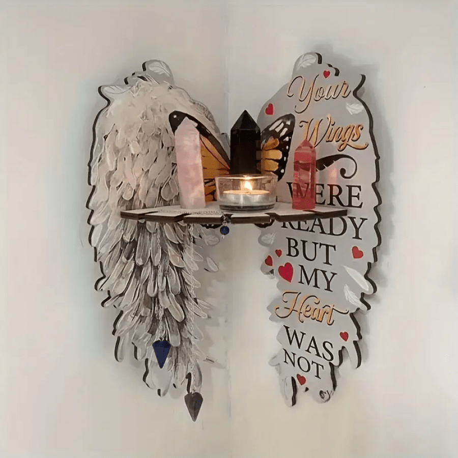 TEMU 11.81*7.87inches Bohemian Style Wooden Decorative Trays Family Bedroom Livingroom Bathroom Wings Corner Shelf Decorative Trays For Valentine's Day Decoration