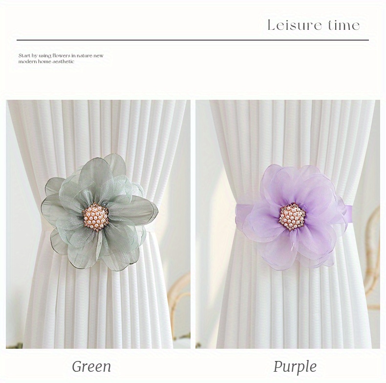 1pc elegant magnetic curtain tieback with 3d   polyester ribbon curtain holdback for bedroom and living room home decor details 5