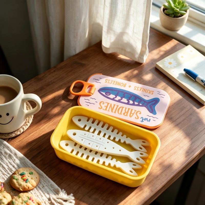 TEMU 1pc_sardine Can Jewelry Travel Box With Fishbone Chain Organizer, Divided Into Sections For Storing Earrings, Necklaces And Rings, Portable