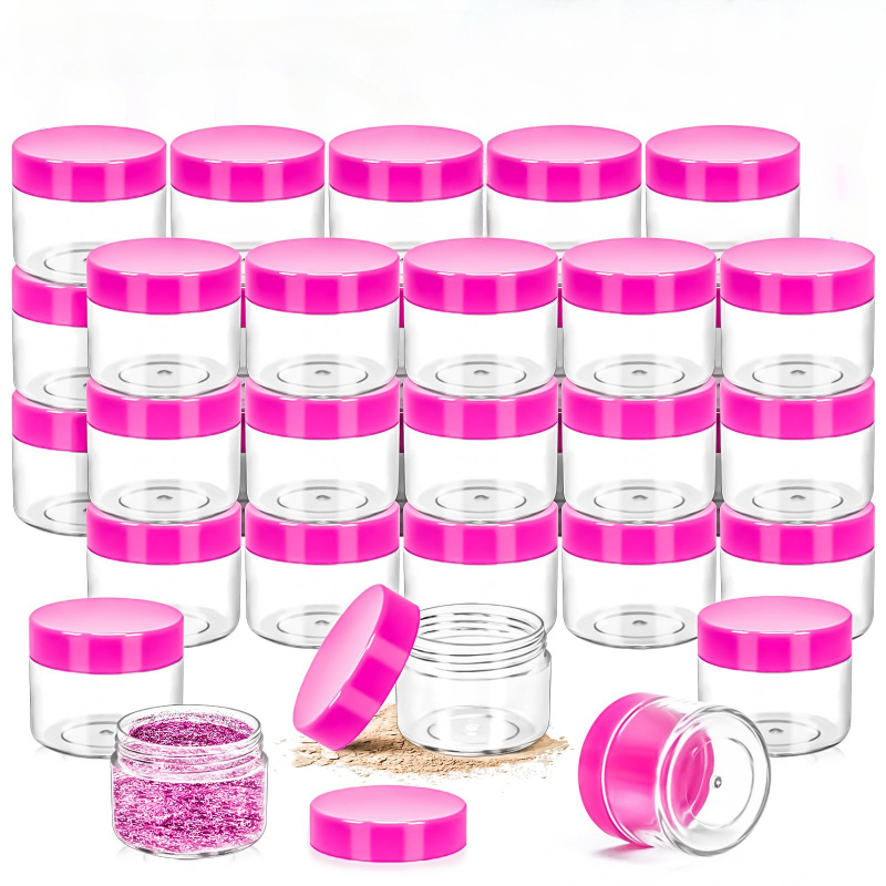 E-shop 30 Stück 20g Kleine Plastik-Kosmetikbehälter mit Deckeln, Make-up-Behälter aus Kunststoff mit 4 Spatel, 0.7oz Probengläser, Reisegröße Behälter
