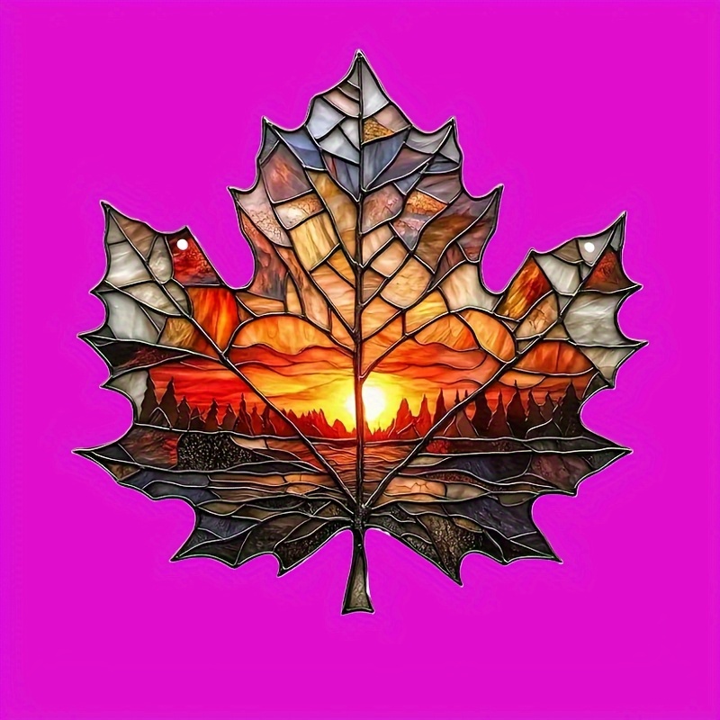 TEMU 2d Flat, Luxury Maple Leaf Suncatcher - Elegant Acrylic Hanging Ornament With Maple Leaf, Suitable For Indoor/outdoor Window Decor, Catcher For