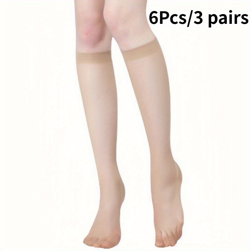 TEMU 6 pièces/3 paires de chaussettes de compression transparentes pour femme - de chaussettes ultra-fines pour mollet et pied , tissu