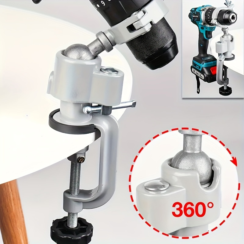 [Diy Projects] One Small Bracket, Electric Drill Bracket, Electric Grinding Bracket, Universal Bracket, 360 Degree Rotatable Multifunctional Bracket, Electric Drill Clip, Electric Drill Holder, Tool Stability Support|Metal Construction|Adjustable Height Stand