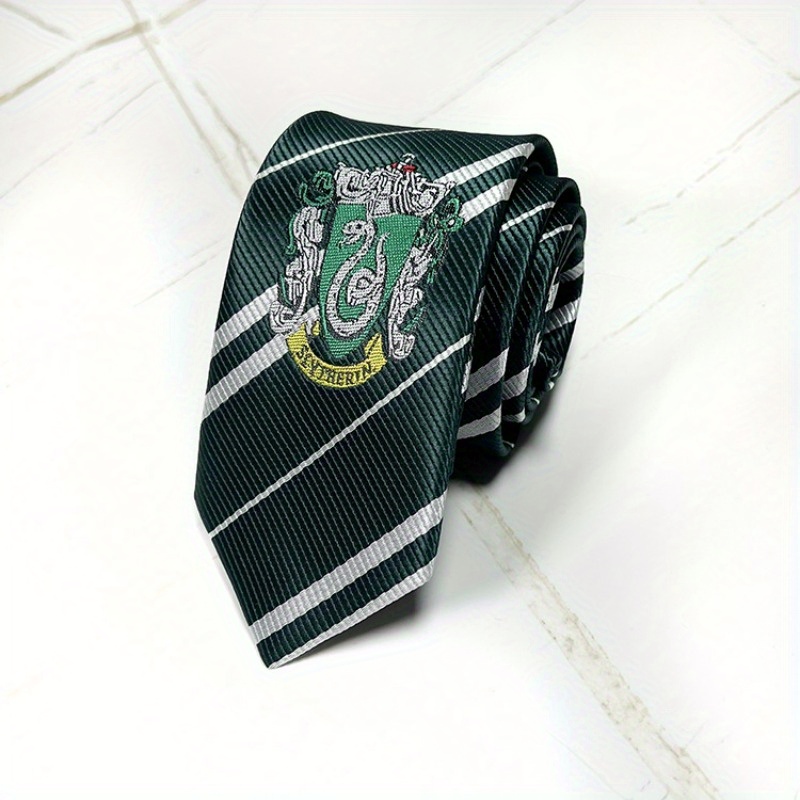 Image of 1pc Warner Tie, Fashionable Men's And Women's 4 Houses Logo Badge, Cosplay Christmas Holiday Jk Tie