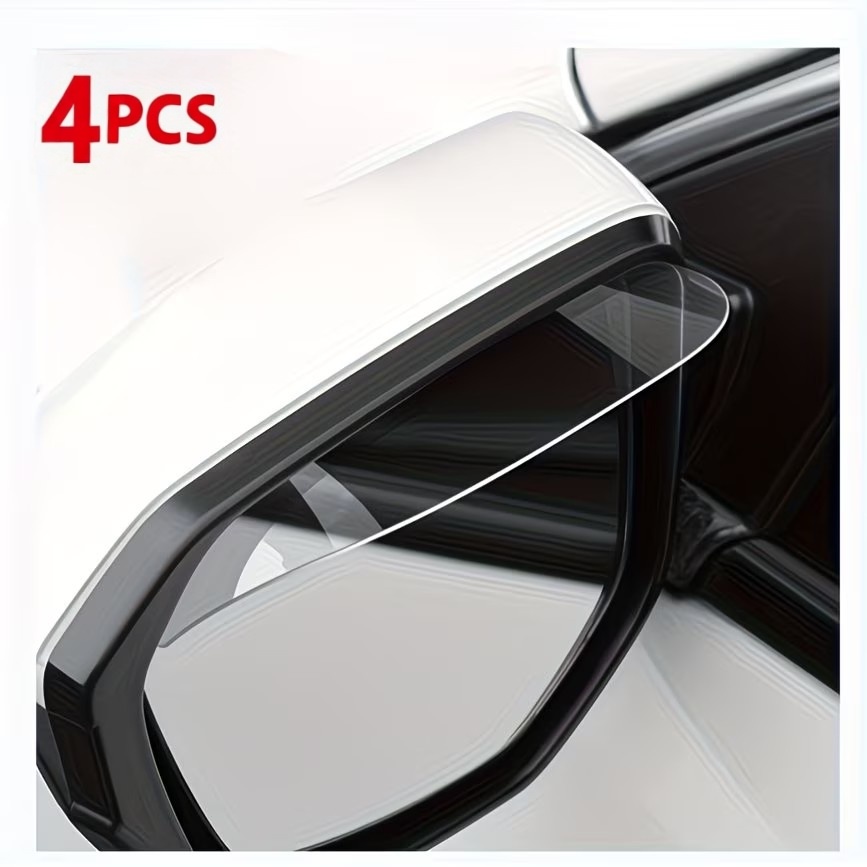 TEMU 4pcs Transparent Car Rearview Mirror Rain Visors, Car Rearview Mirror Rain Guards For Rain & Snow Weather, Provides , Universal Fit For Most Car