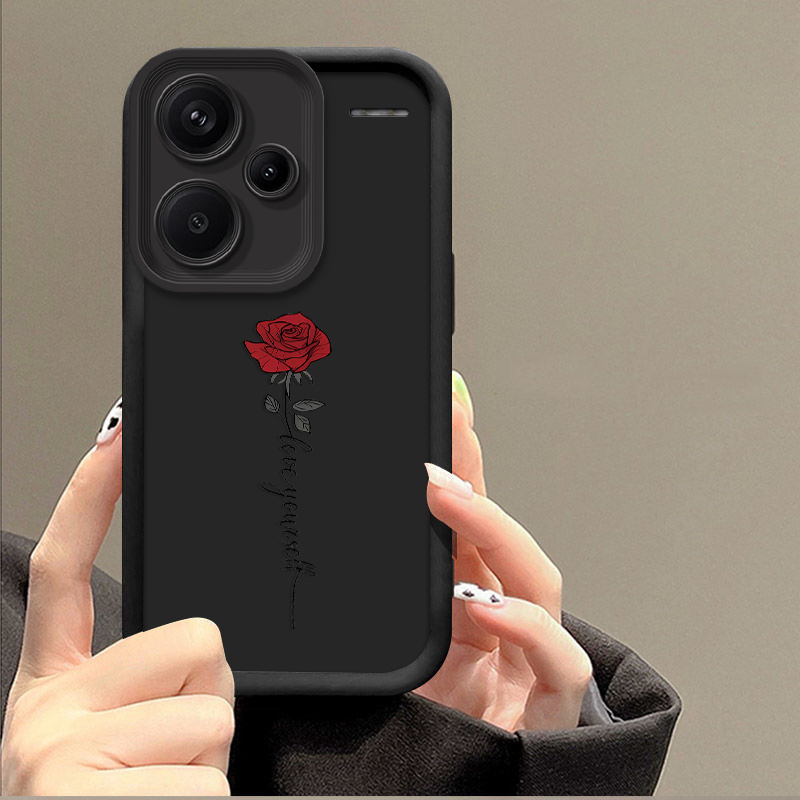 TEMU Coque de téléphone - Étui de protection en silicone souple avec motif rose, compatible avec Redmi Note 13 Pro+