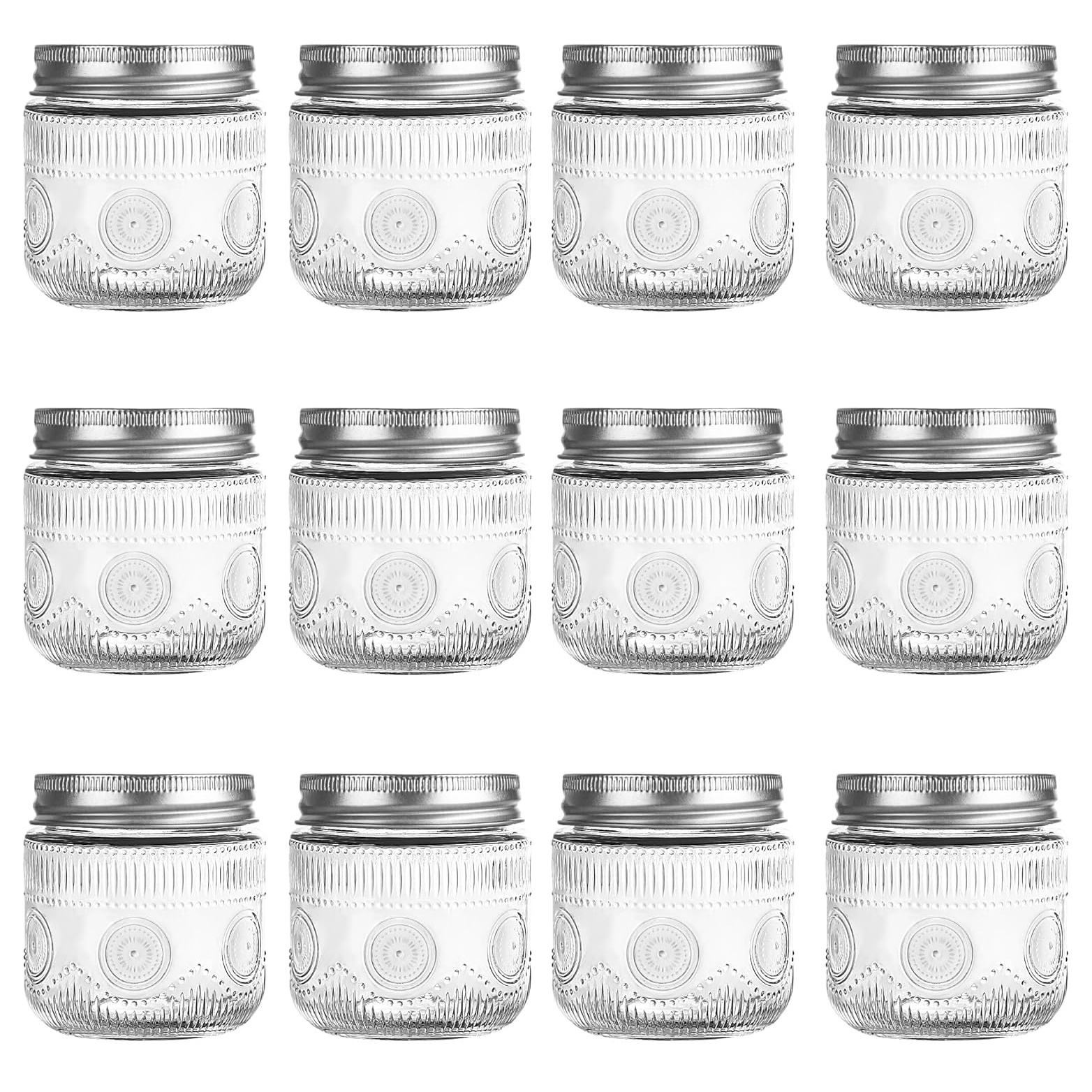 set of 12 vintage mason jars 8 oz each with lids suitable for canning pickling preserving fermenting and crafts