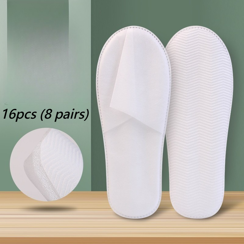 TEMU 16pcs (8 Pairs) Of Disposable Slippers, Soft And Comfortable Guest Slippers, Fashionable Water Ripple Bottom Design, Suitable For Hotel And