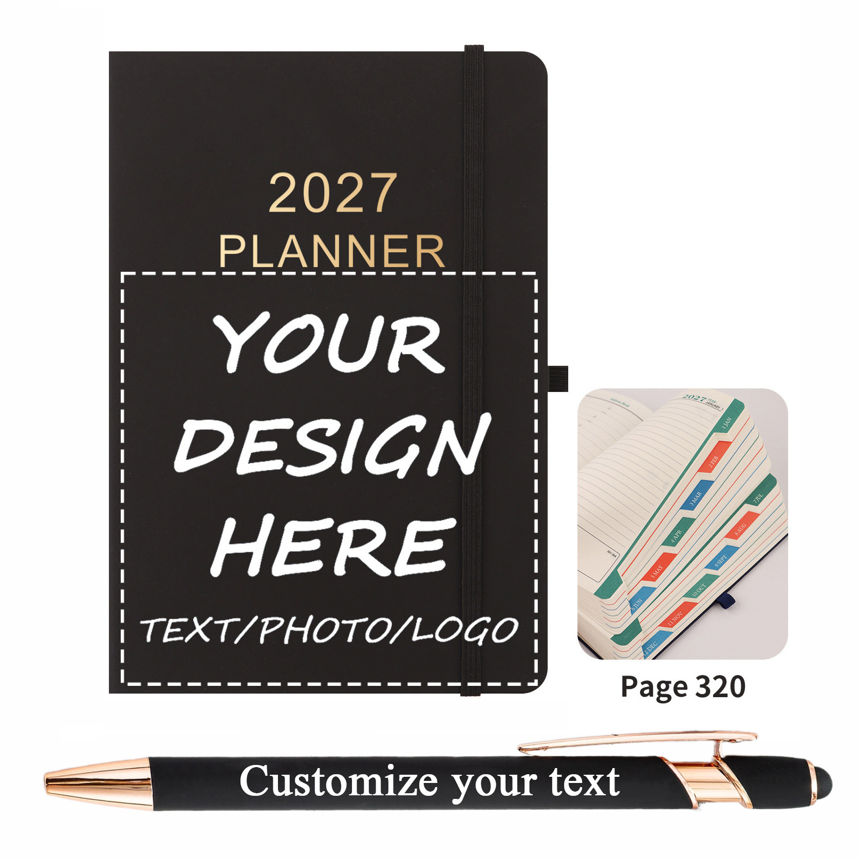 TEMU Customizable Planner 2027 For Personalized Planning 8.26'' X 5.51'' - 12 Months (jan 2027 To Dec 2027) Personalized Hardcover Calendar Planner