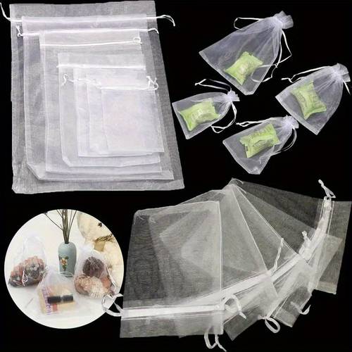 25 bolsas de organza con cordón - bolsitas versátiles para joyas, maquillaje y fiestas - sachets de gasa duraderos en múltiples tamaños, ideales para navidad
