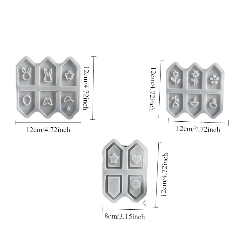 3pcs Hollow House Silicone Molds With Rabbit, , Umbrella And Flower Patterns For Plaster, Epoxy Resin Casting Molds