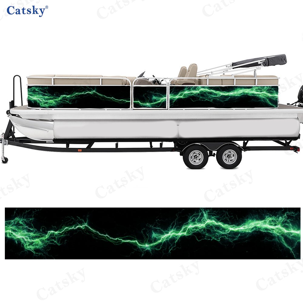 2pcs Self-Adhesive PVC Sticker for Boats, Cloud and Lightning Designs