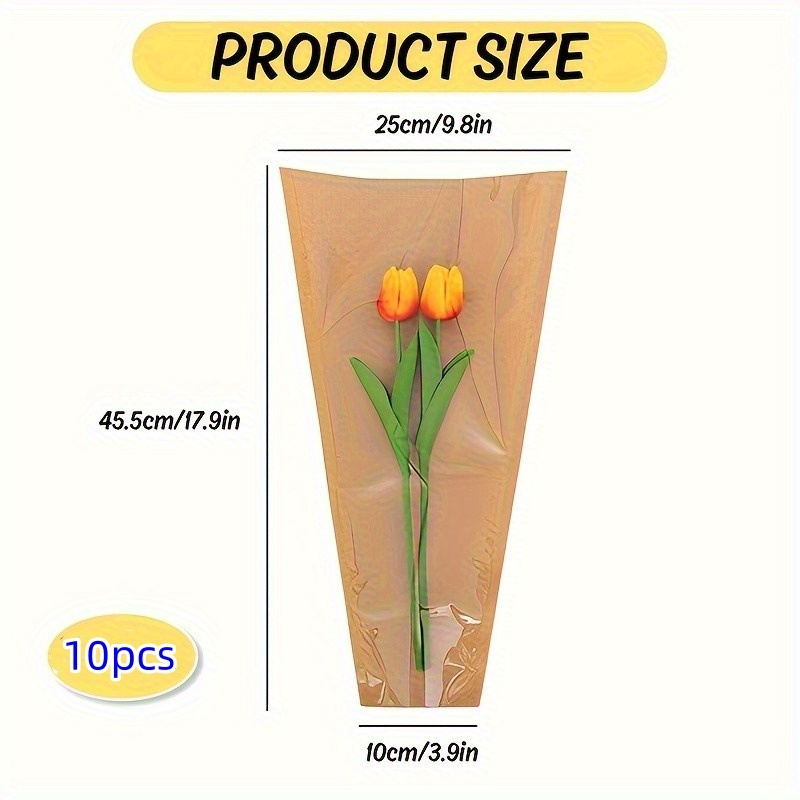 E-shop 10 Stück transparente Blumenstraußhüllen mit Bienen- und Blattmotiv, Kraftpapier-Blumenverpackungsbeutel, geeignet für Hochzeiten, Geburtstage,