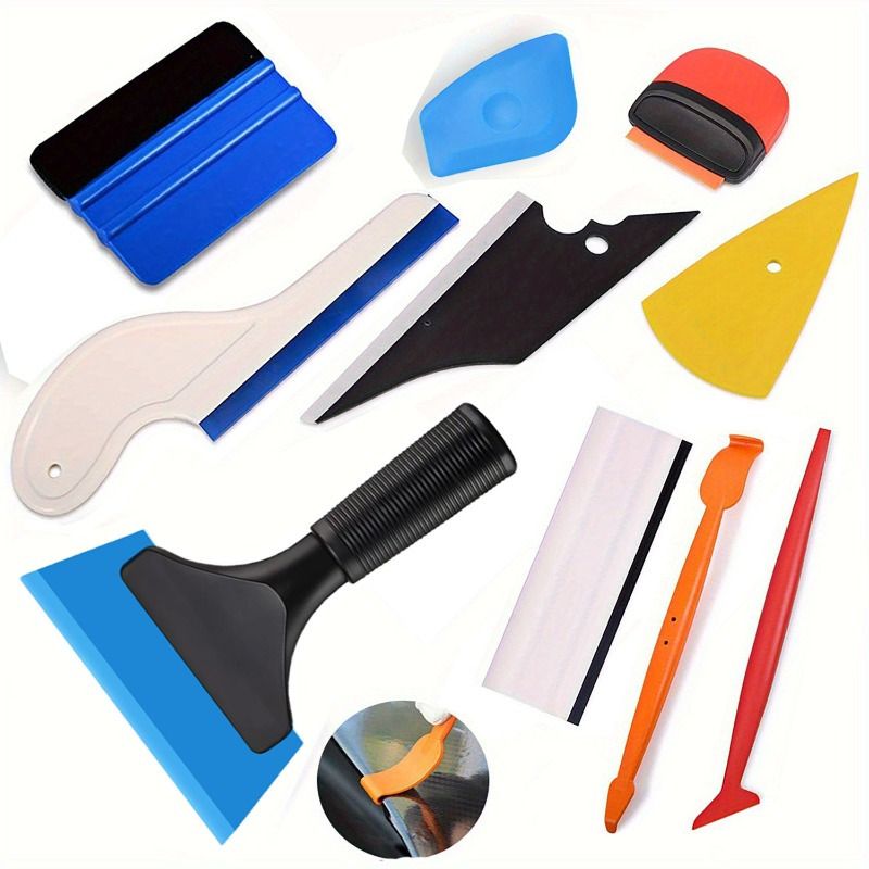 TEMU 10pcs Universal Car Window Film Tinting Squeegee Kit, Non-electric Abs Resin Vinyl Wrap Installation Tools, Protective Film Smoothing Set