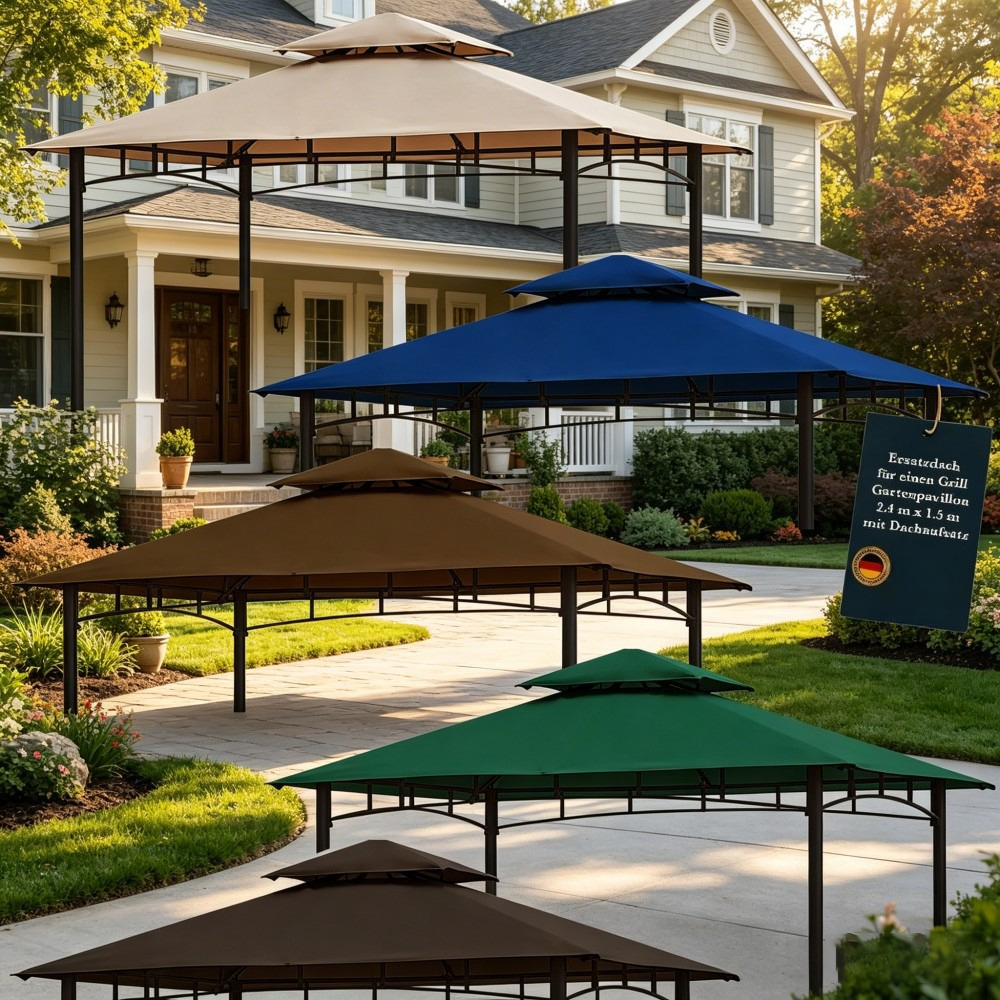 Waterproof Replacement Grill Gazebo Canopy 2.4x1.5m Model 11, Sand Antique Style Panama Pvc Soft Material 370g/ M