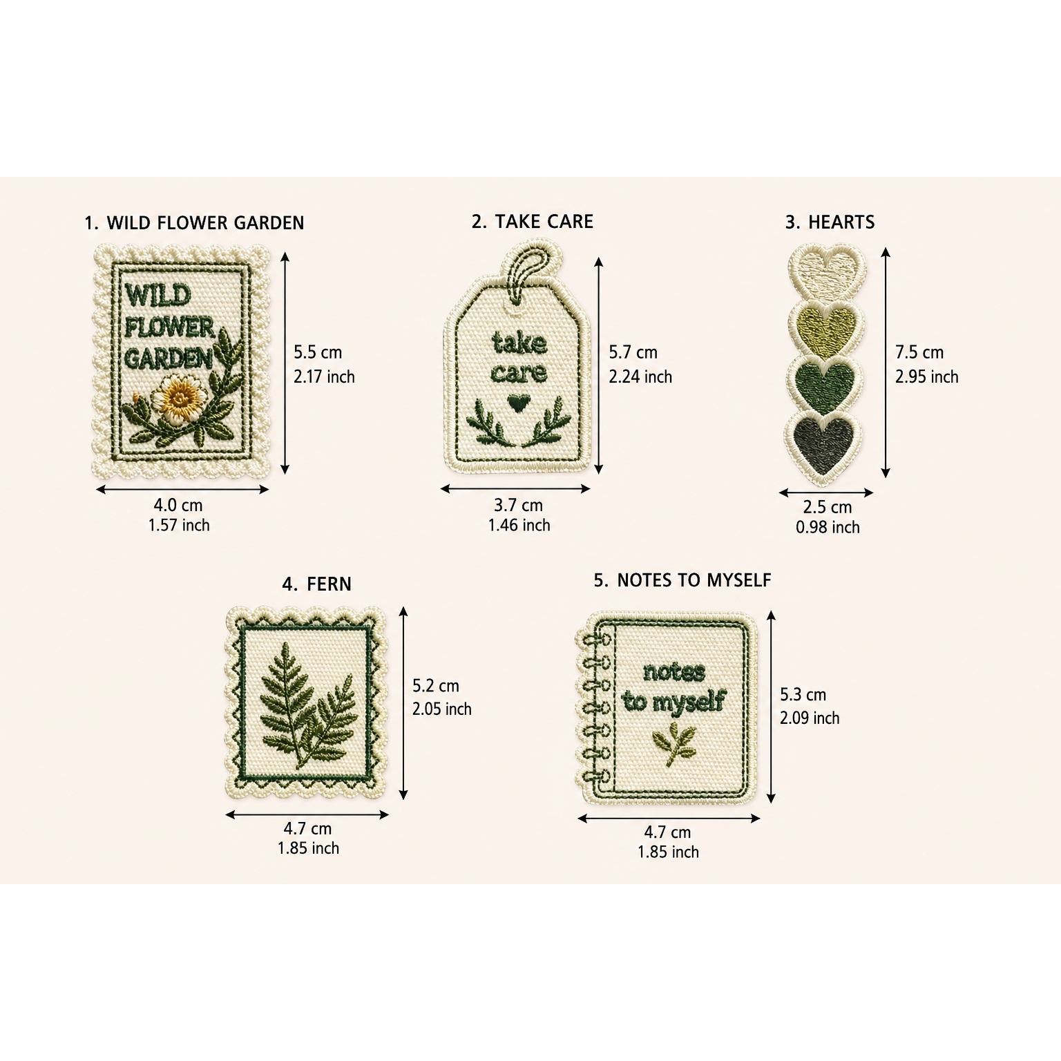 TEMU New 14pcs, 5pcs, Vintage Style Embroidery Patches Set, Plant & English Quote Iron-on Sew-on Patches For Clothing, Backpacks, Hats, Diy Decor,