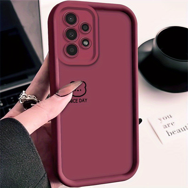 TEMU Phone Case: Simple Cartoon Line Bear Head Pattern Phone Case For Galaxy A01/a02s/a03/a03s/a05/a10s/a11/a12/a13/a14 5g/a15