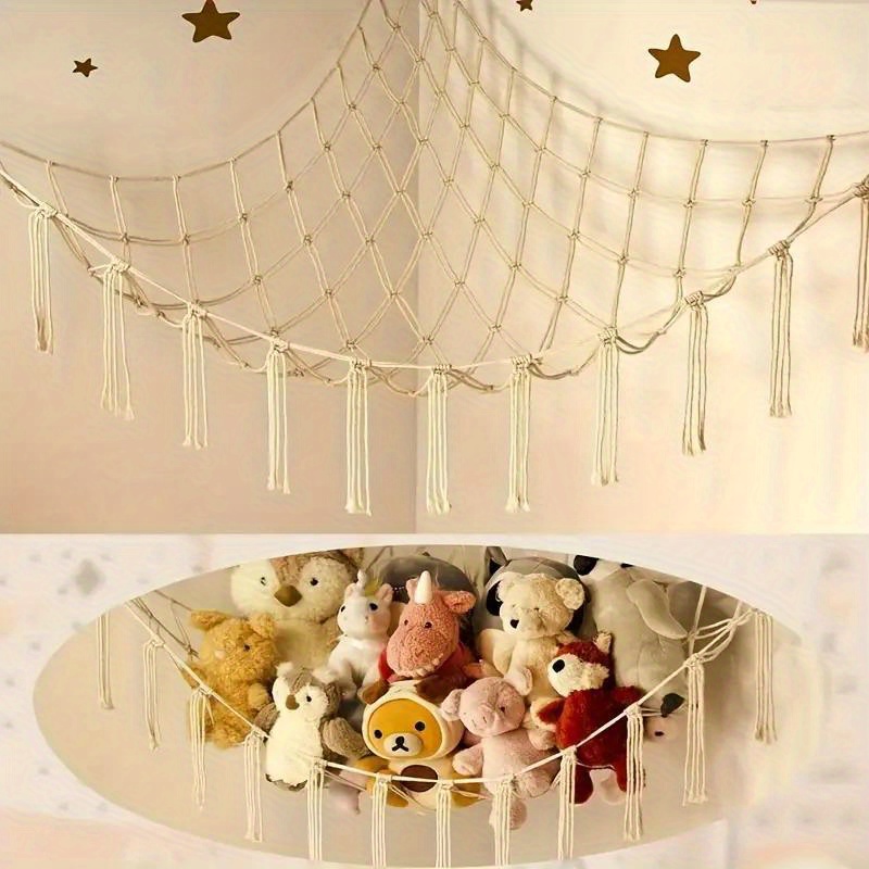 

Chic Plush - Easy-install Fabric Corner Hanging Net For Stuffed Animals Storage, Bedroom Decor, Bedroom Decor