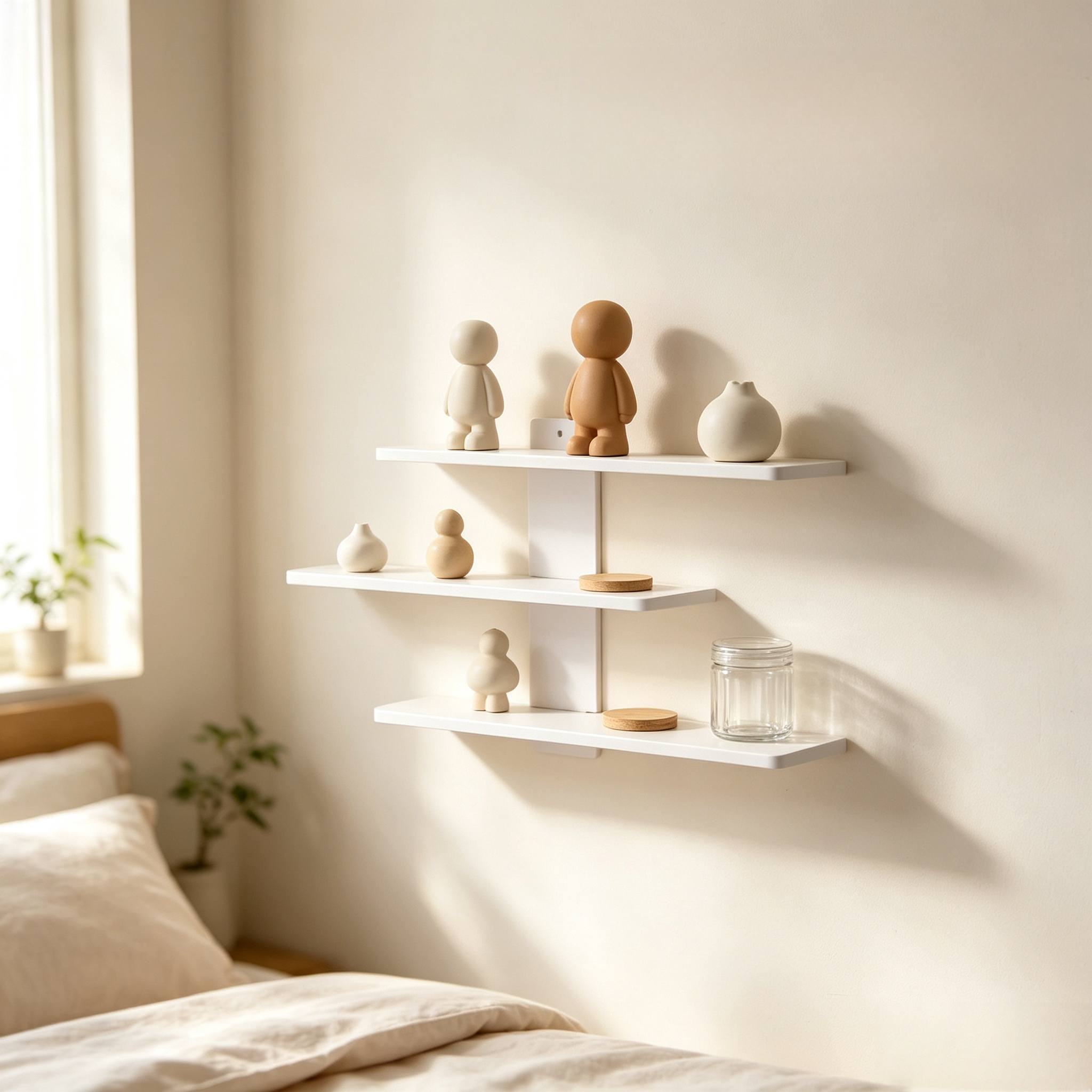 TEMU Three-tier Staggered Wall-mounted Shelf, Tiered Wall Display Rack, Figurine Storage Shelf, Kitchen Spice Wall Rack, Instagram-style Wall