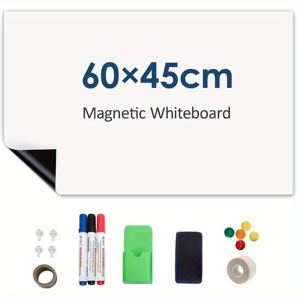 Magnetic Whiteboard For The Refrigerator Large Board With Strong Magnetic Backing, Includes 3 Markers And Eraser