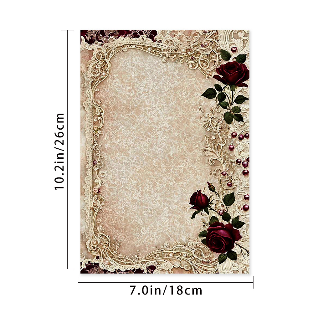 TEMU 30pcs Of B5 Featuring A Vintage And Exquisite Rose Pattern, Designed . This Uniquely Designed Beautiful Stationery Is Perfect For Parties,