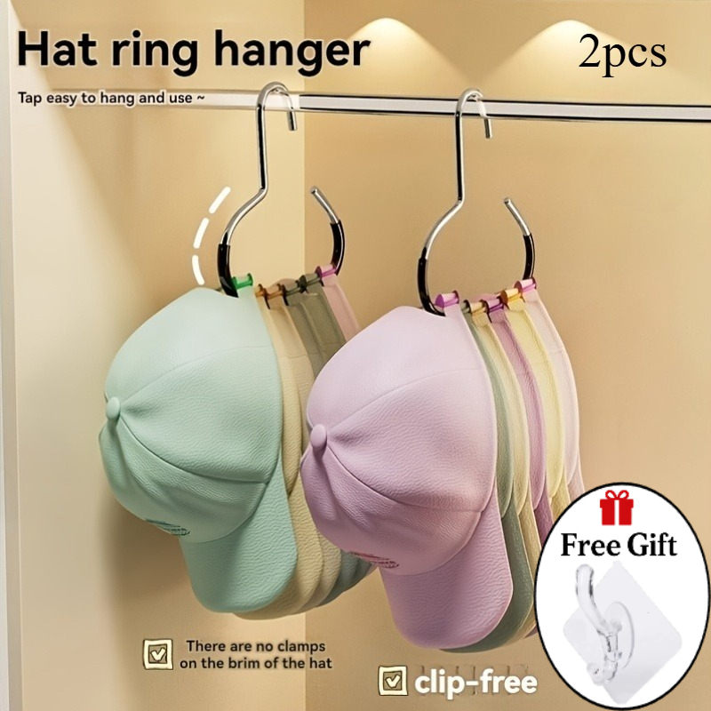 TEMU 2pcs Hat Racks And 1pc Hook, 1pc Rack Hanging 8pcs High-top Hats, Dorm Closet Built-in Hanging Baseball Rope, Home Multifunctional Hanging Hat