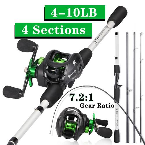 lightweight design baitcasting fishing rod and reel set medium action 7 2 1 gear ratio aluminum alloy green black with handles for freshwater bass fishing