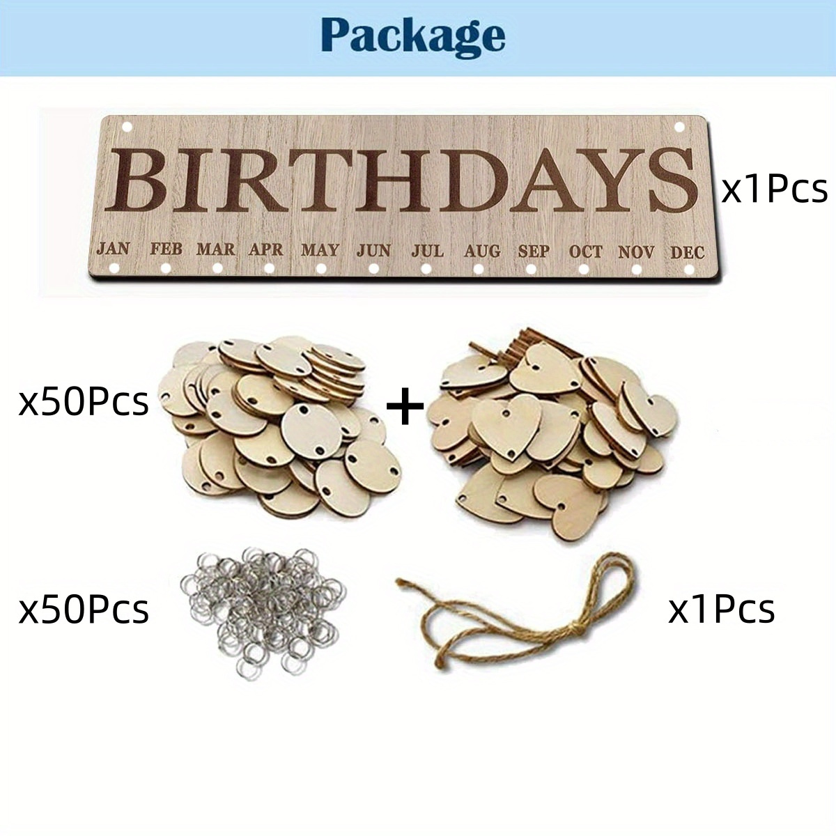 TEMU A Set Of Wooden Birthday Calendar Reminders, Wall-mounted Family Birthday Boards With Labels. Calendar Display Stand For Home, Classroom And