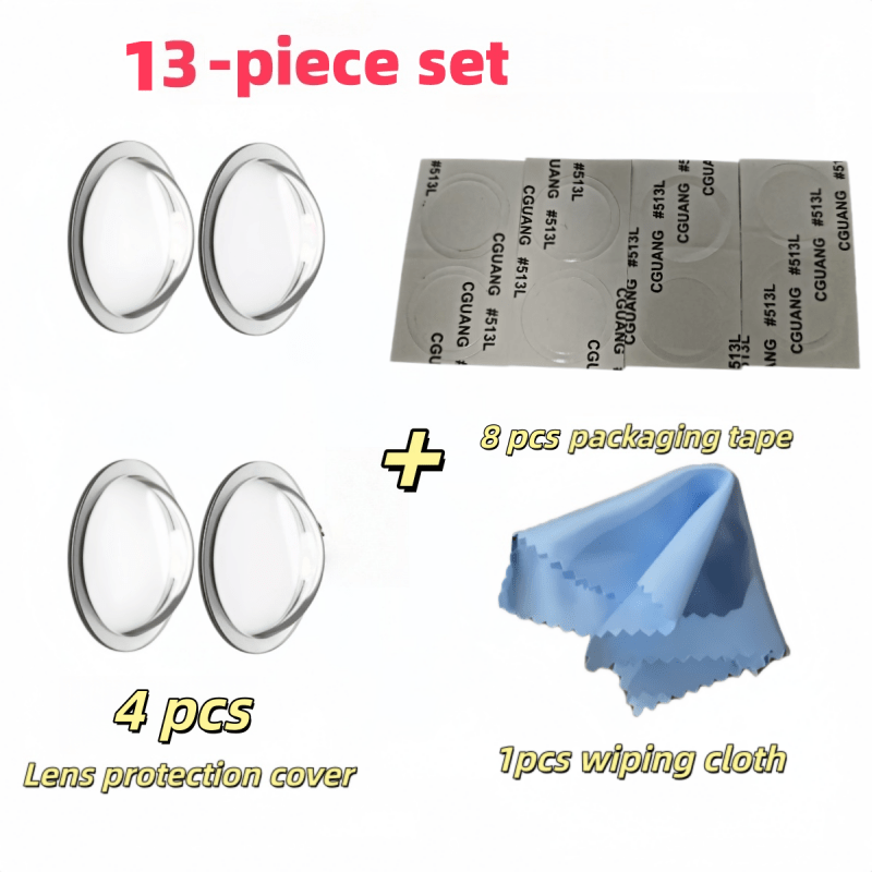 TEMU Lot de 13 pièces (4 protections + 8 adhésifs + 1 chiffon) pour protéger les caméras et arrière du 'imagerie à de la voiture. transparente