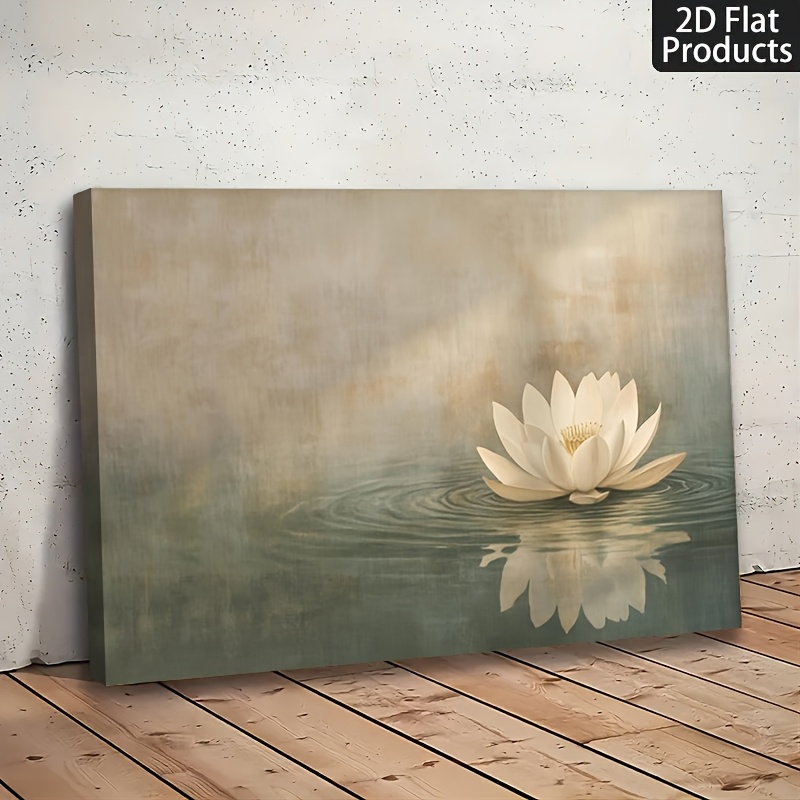 TEMU 2d Flat, 2d Flat, A 2d Flat Poster With A Frame, Featuring A Sage Green Japandi Botanical Print. This Canvas Is Perfect For Decorating Beddi The