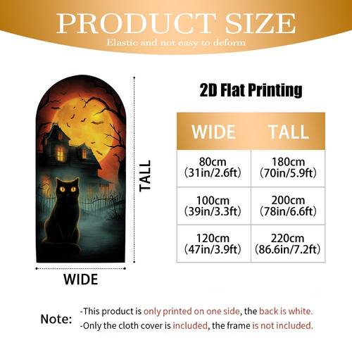2d , 2d - 2d - 1pc halloween gato negro cubierta, halloween espeluznante poliéster para de disfraces, decoración de festivales (soporte no incluido) banner elástico