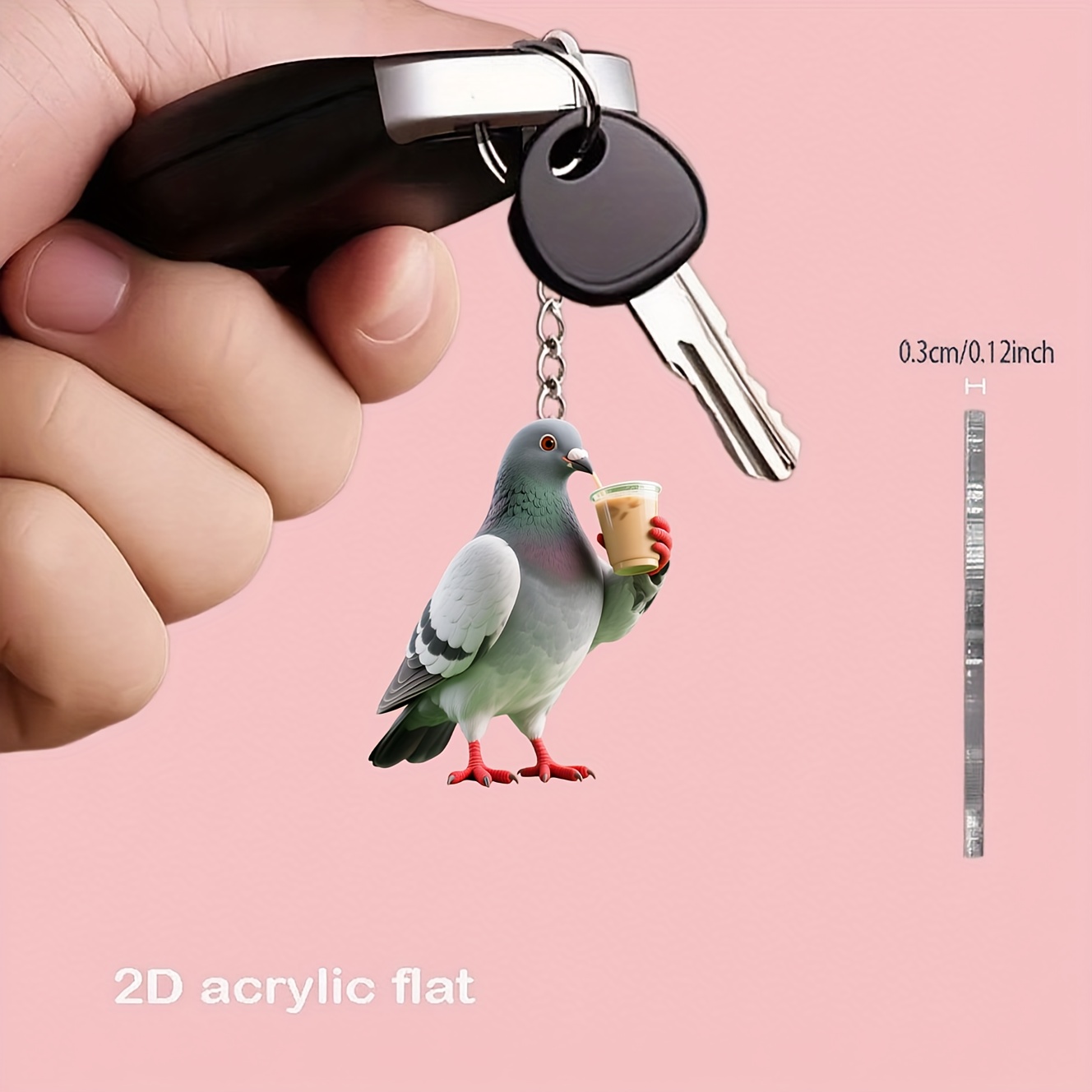 2d Flat 1pc Pigeon Anime Style Acrylic Keychain, Keyring, Backpack Additions Mobile Phone Pendant, Car And Home Decoration, Birthday, Holiday And Party Gifts