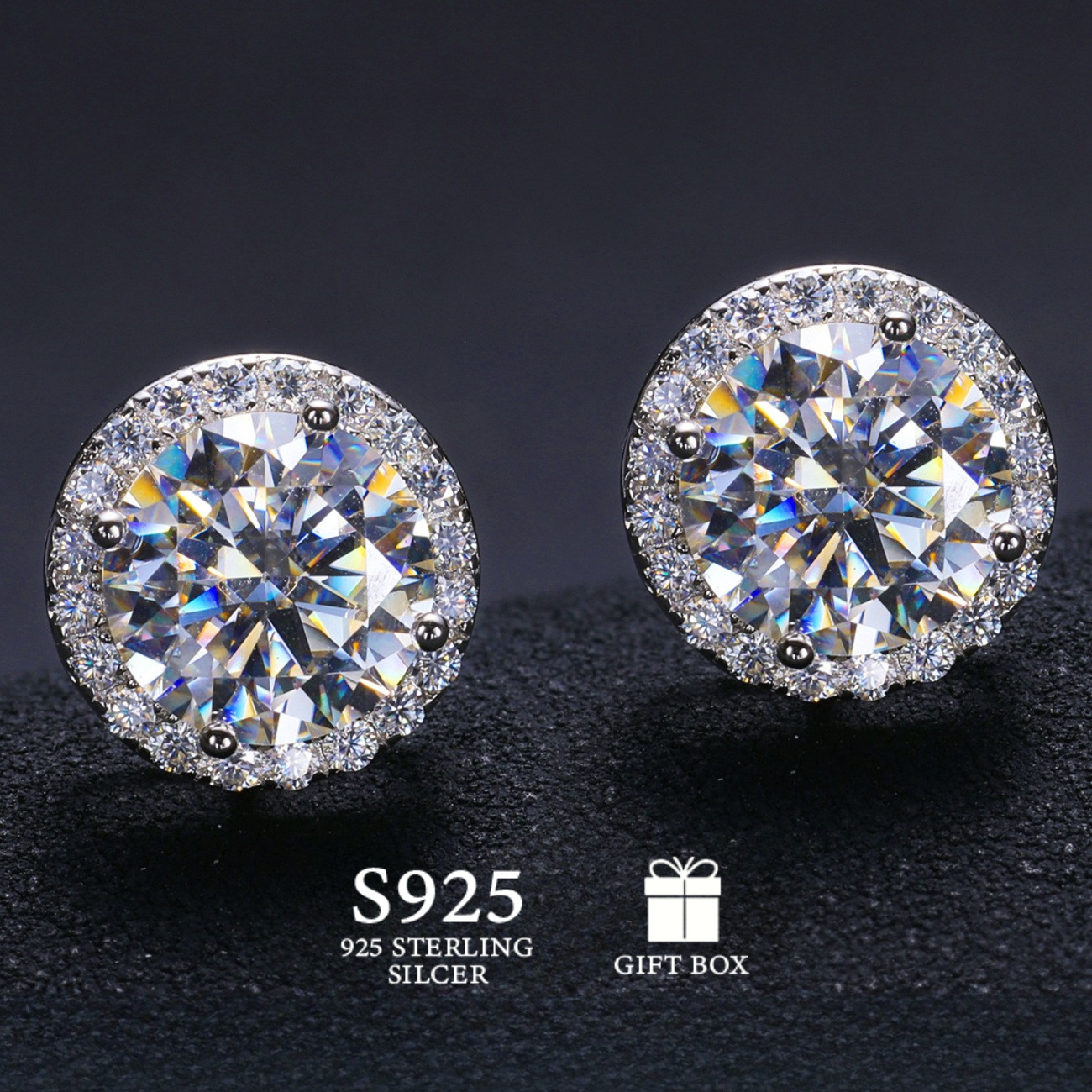   6   5g 1pair 0 5 1 2 3 carat 925 silver zirconia stud earrings classic and elegant round stud earrings perfect gift for birthdays or any special occasion