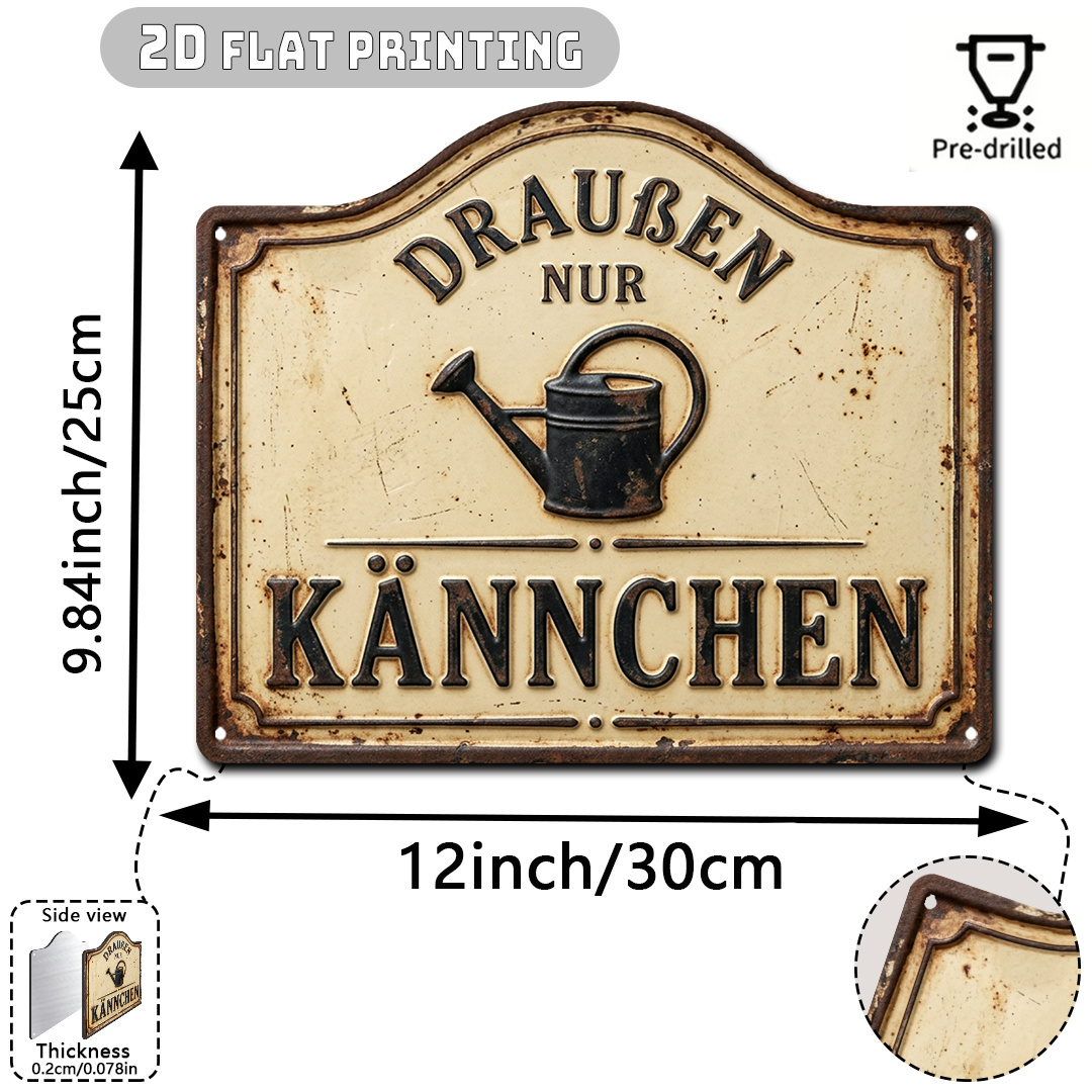 TEMU [2D Flach] . Vintage Lustiges Schild Gießkanne aus rostigem Aluminium, (12'x9.8'), Rost-Optik mit verwitterter Textur, Frische Gartendeko,