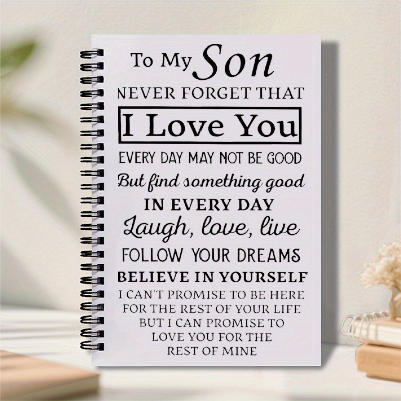 TEMU 1-pack, Inspirational Spiral Notebook For My Son - 5.5x8.3 Inch College Ruled, High-quality Paper With Encouraging Messages For Note-taking,