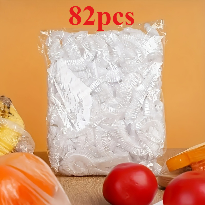 TEMU Reusable Food-grade Bags 82-pack, Dust-proof Universal Bowl Plate Fruit Vegetable Sealing Lids, Suitable For Picnics And Bbqs Kitchen Food