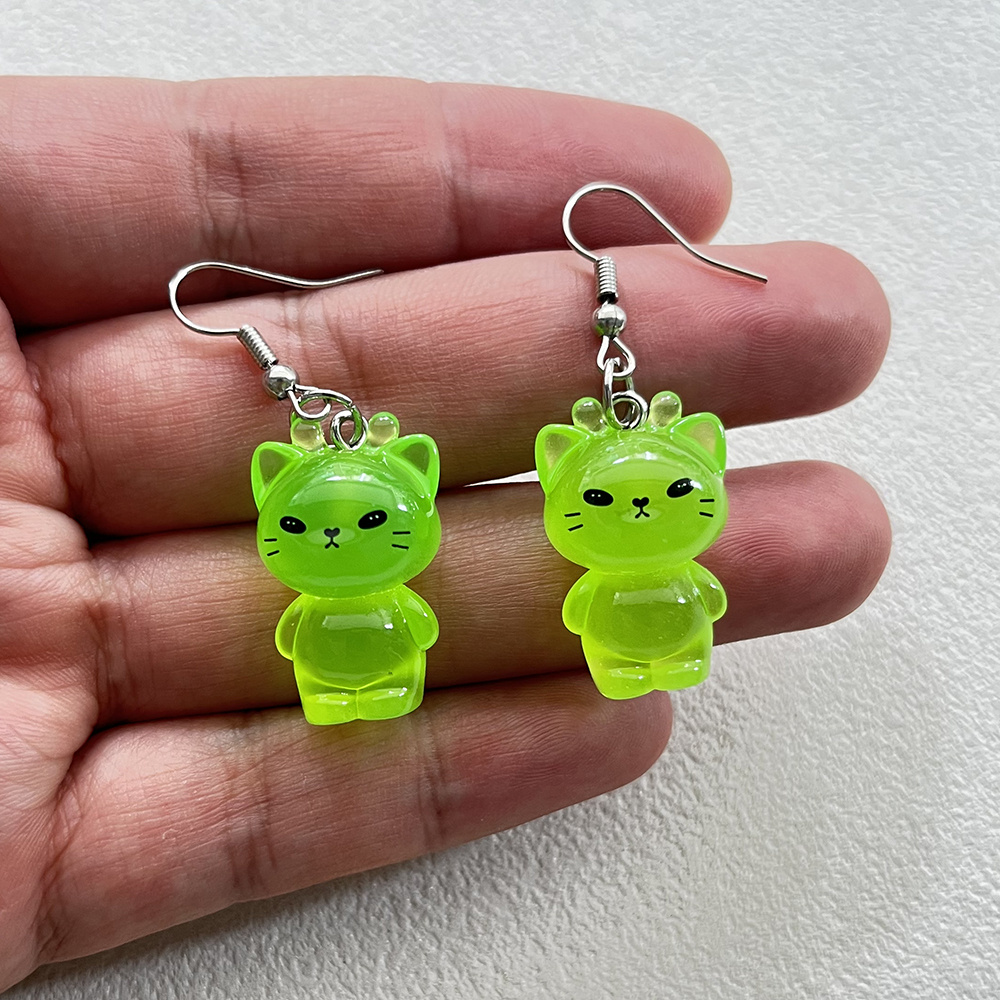 TEMU Plat 2D, 1 Paire de Boucles d'Oreilles Mignonnes Chat - Design de Dessin Animé Original, Léger, Bijou Fantaisie pour Cadeaux du Nouvel An, de la