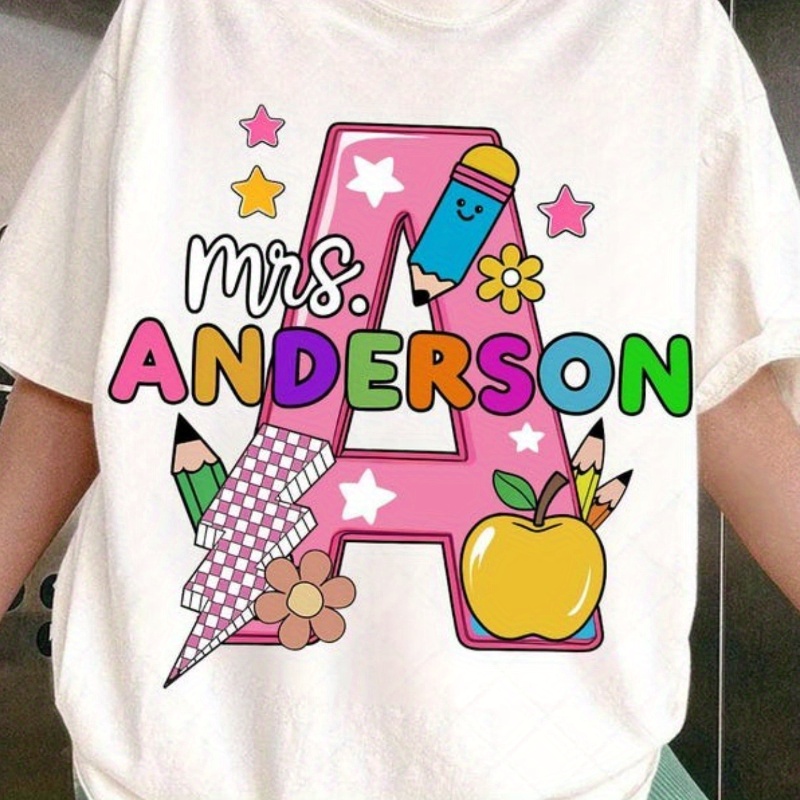 TEMU Custom, T Shirt, Teacher Gifts Personalized, Teacher Appreciation Gifts, Back To Shirt, Tee Gift For Teacher (white)