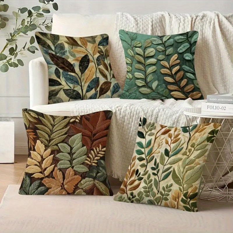 4pcs 2d flat   sided print not embroidered leaf pattern short plush pillowcase machine washable suitable for daily e valentines day mothers day   halloween thanksgiving christmas holiday decoration Product details 5