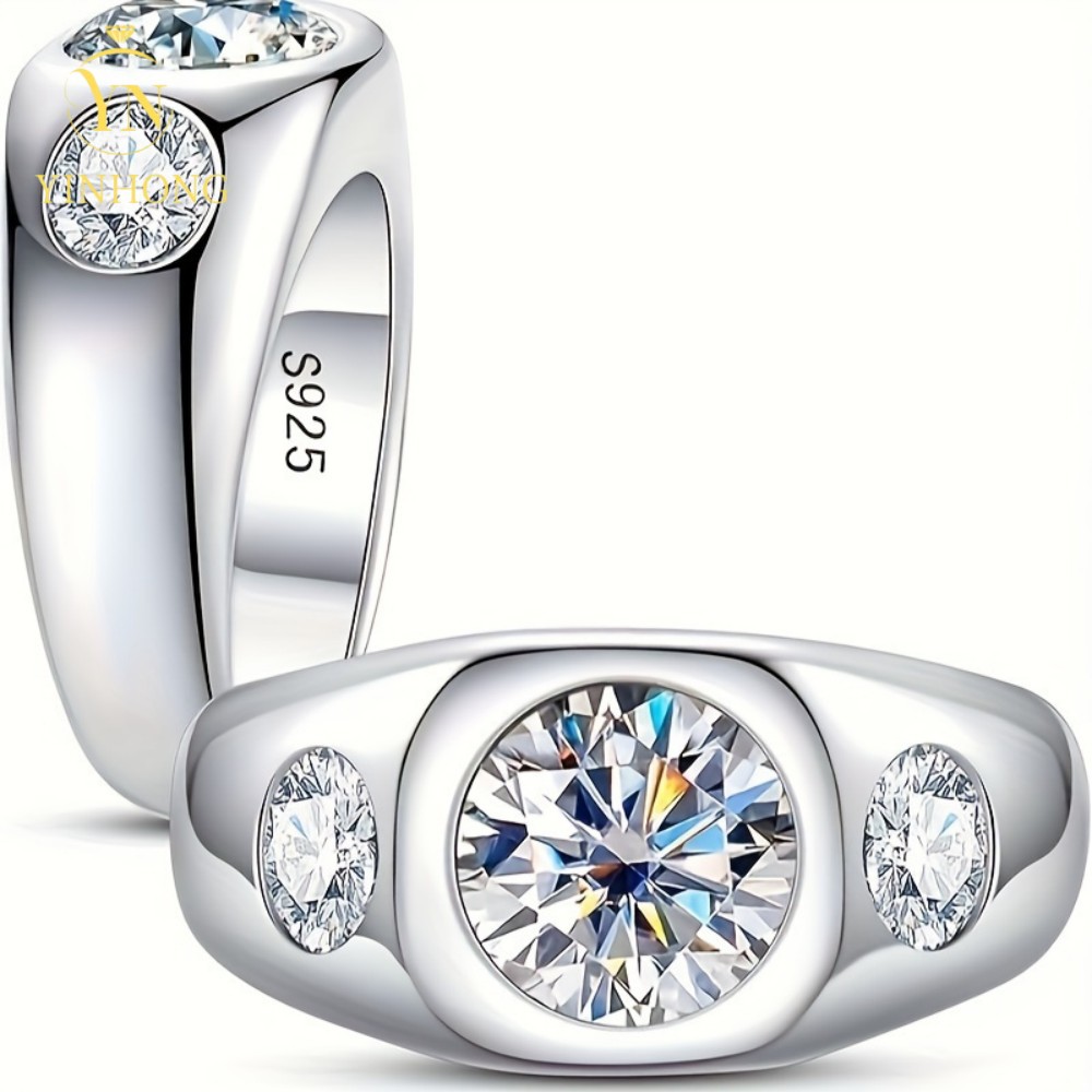 TEMU Men's Engagement Ring Made Moissanite, From 925 Silver. This Fashionable Piece Is Perfect For Proposals, Weddings, Parties, Anniversaries,