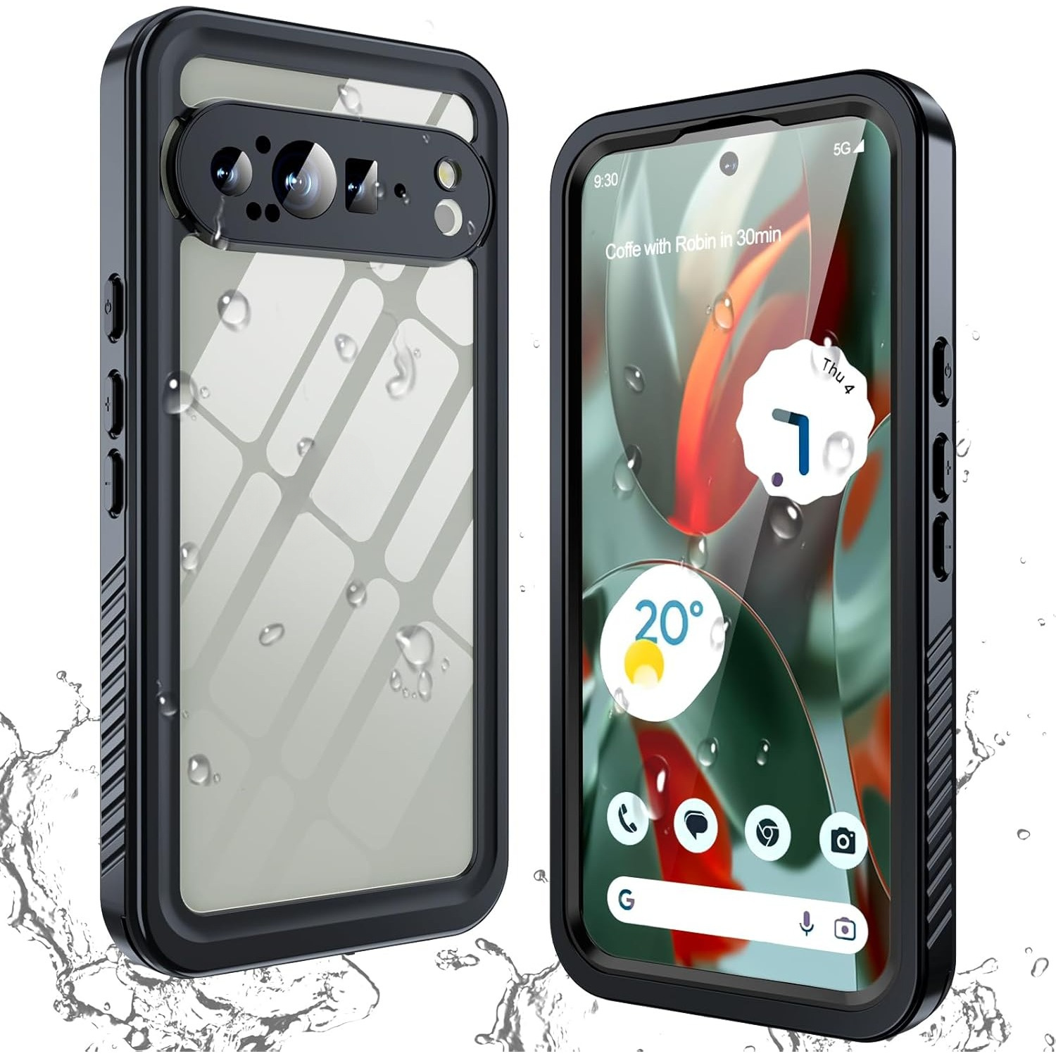 

Coque pour Google Pixel 9/9 Pro XL, Étanche [Anti-poussière] avec [Protecteur d'écran intégré], [Coque entièrement antichoc] pour téléphone, Noir