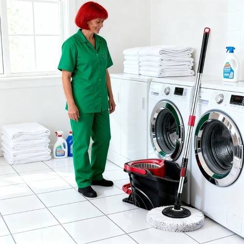 Household High- Floor Cleaning Mop, Wringing Mop with Rotating Bucket Set and Pedal Automatic Spinner, 360° Rotating Wet Mop L058050805-9